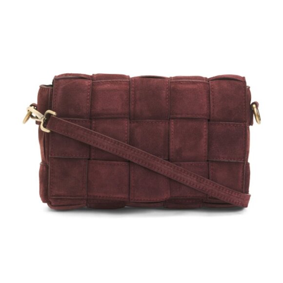 NWT VIOLA CASTELLANI Made In Italy Suede Woven Crossbody - Picture 1 of 4